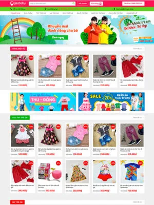 Children fashion e-commerce website template preview